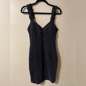 Haute Monde Black Glitter Mini Dress